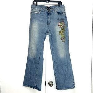 Embroidered Upcycled Cotton Jeans Y2K